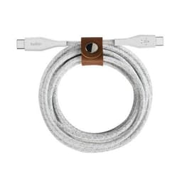 BOOST CHARGE USB-C–USB-C-kaapeli hihnalla, 1M, valkoinen