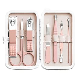 Sæt til manicure, pedicure og ansigtspleje med etui 7 dele Pink