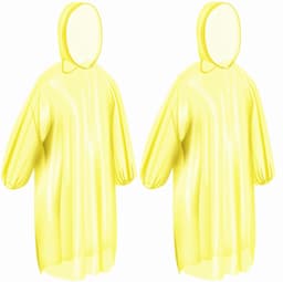 Regnponchos för engångsbruk med huva 2-pack Gul