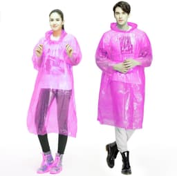 Engangs regnponchoer med hette 2-pak Rosa