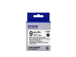 Epson Label Cartridge Strong Adhesive LK-3TBW Black/Clear 9mm (9m), Sort, Transp
