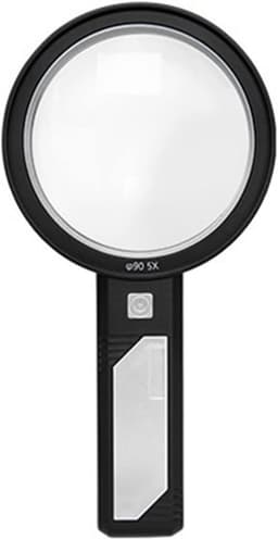 5X/10X förstoringsglas med ljus Svart
