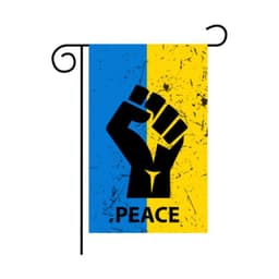 Vimpel ukrainsk flag med knytnæve og tekst ""Peace"" 46 × 30 cm Blå/Gul