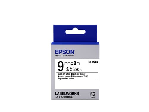 Epson LK-3WBN, Sort på hvid, Japan, LabelWorks LW-1000P LabelWorks LW-300 Label