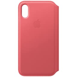 iPhone X läder foliofodral (rosa)