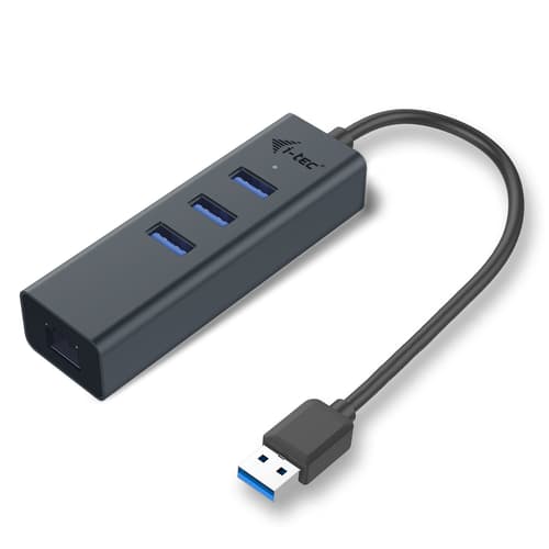 i-tec Metal U3METALG3HUB, USB 3.2 Gen 1 (3.1 Gen 1) Type-A, RJ-45, USB 3.2 Gen 1