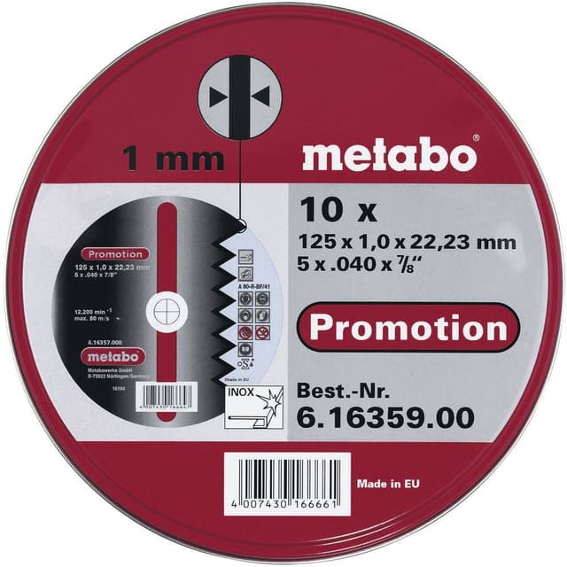 Separationspår rakt 125 mm 22.23 mm Metabo 616359000 10