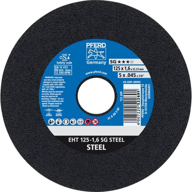 Separationspår rakt 125 mm 22.23 mm PFERD SG STEEL
