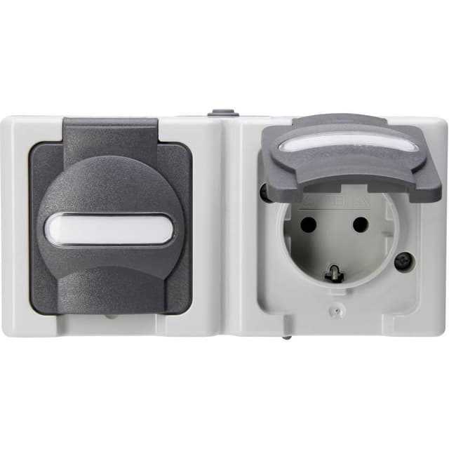 Kopp 2x Komplett Vägguttag lock BlueElectric Grå