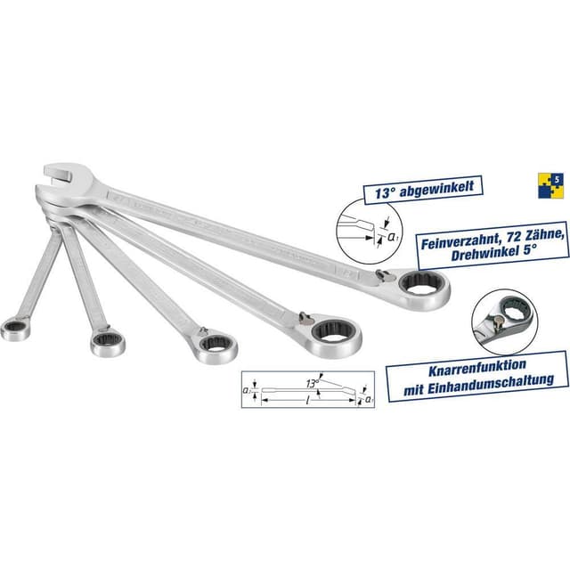 U-ring-blocknyckelset, 5 delar 8 - 19 mm Hazet 606/5
