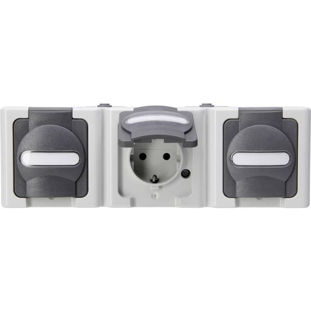 Kopp 3x Komplett Vägguttag lock BlueElectric Grå