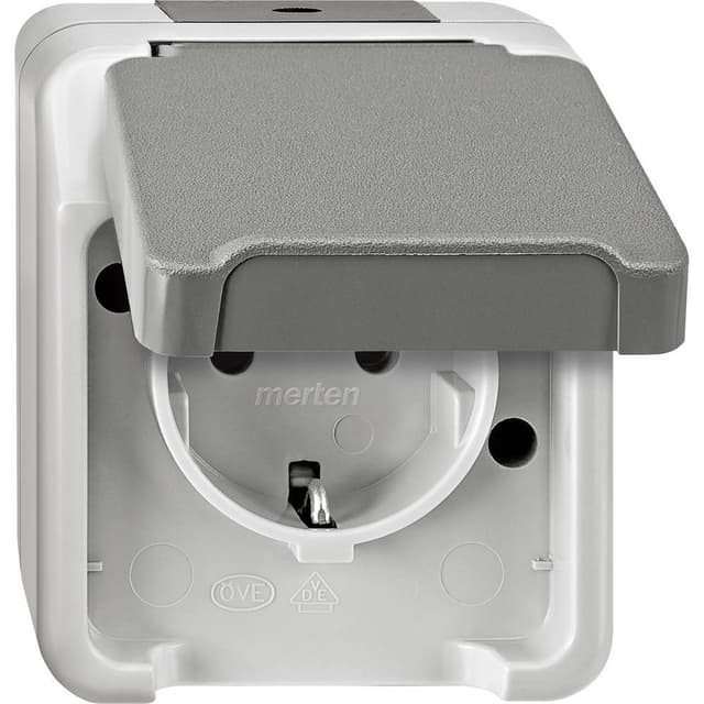 Merten 1x Komplett Vägguttag lock AQUASTAR Ljusgrå