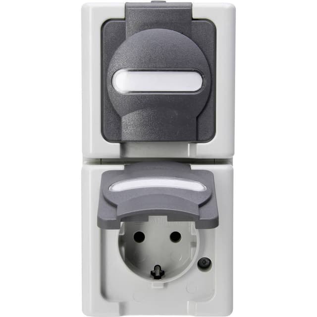 Kopp 1 st Komplett Vägguttag lock BlueElectric Grå