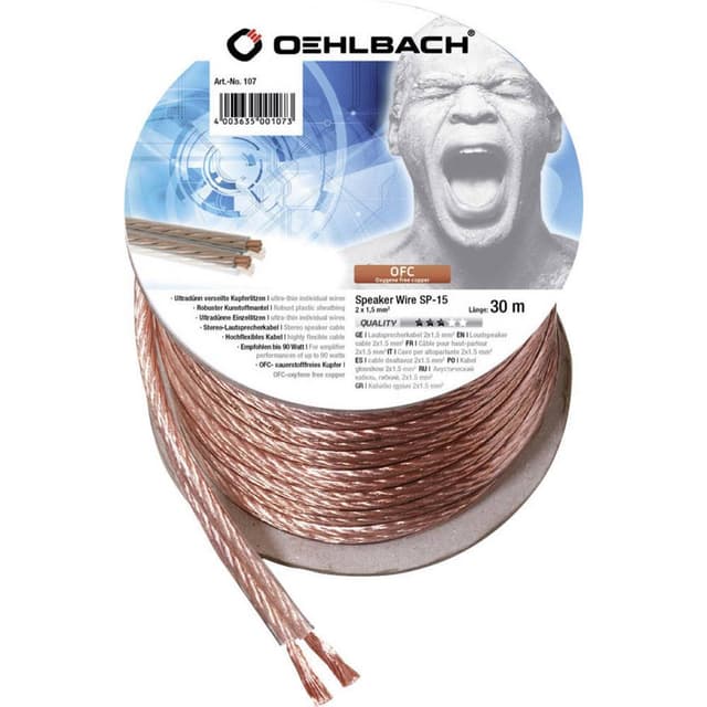 Oehlbach 107 Højtalerkabel 2 x 1.50 mm² Transparent 30
