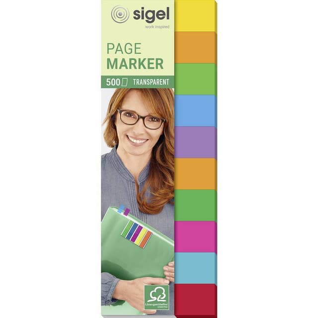 Sigel Häftmarker HN684 44 mm x 12.50 mm Gul, Orange,