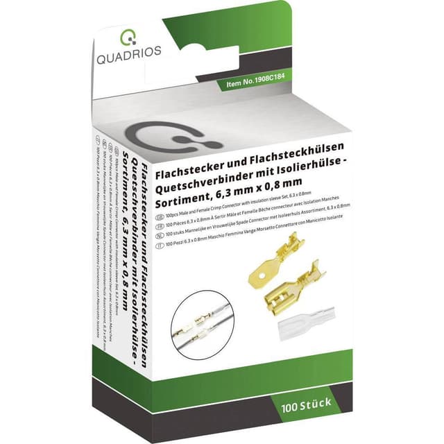 Crimpklämma sortiment 1.50 mm² 0.50 mm² Mässing,