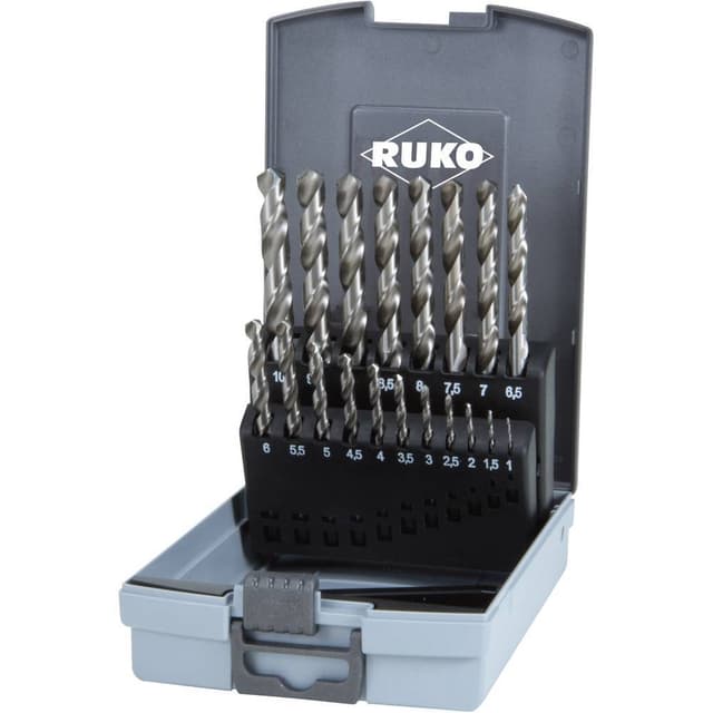 RUKO 214214RO HSS-G Metall-spiralborrset 19 delar DIN