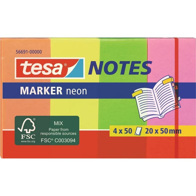 tesa Post-It 56691-00000-01 20 mm x 50 mm Orange, Gul,