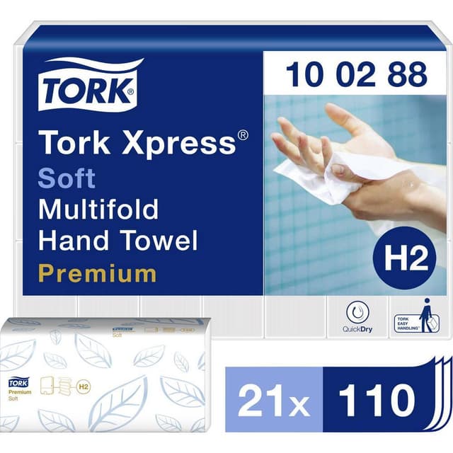 Pappershanddukar 21 st TORK 100288 Passar till: Tork H2