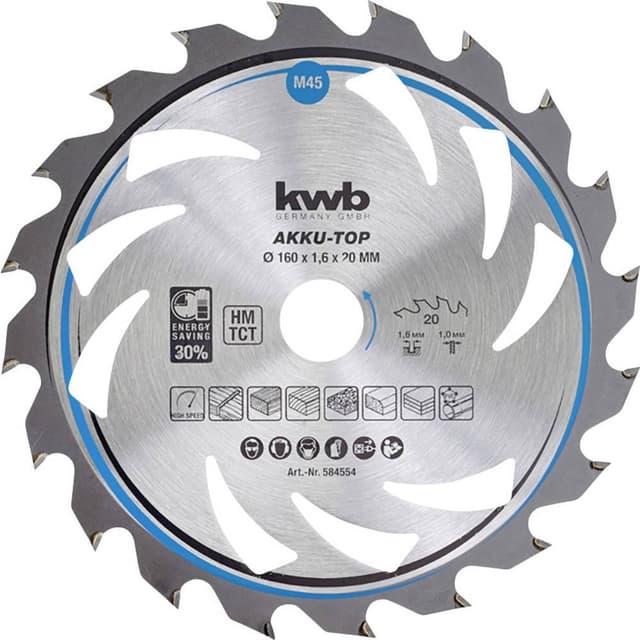 kwb 584554 Hårdmetall cirkelsågklinga 160 x 20 x 1.0 mm