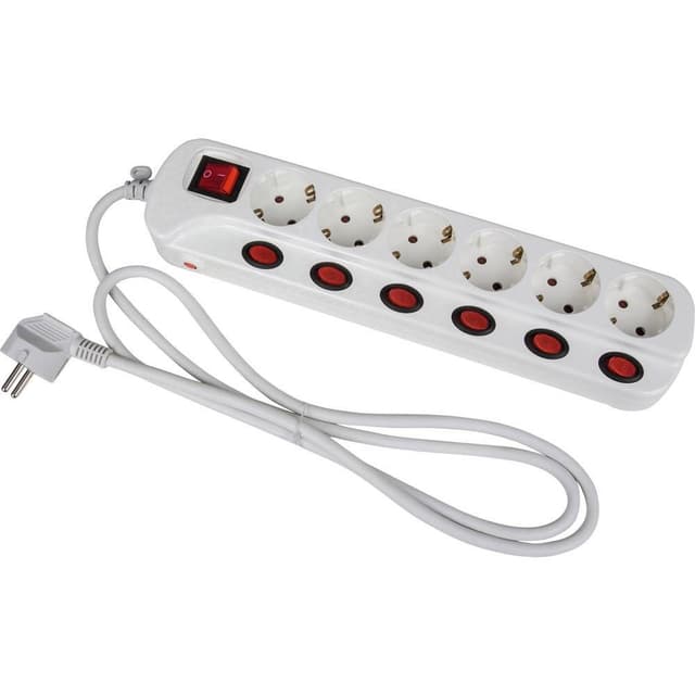 Heitronic 45191 Förgreningsdosa med brytare 6x Vit