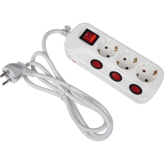 Heitronic 45190 Förgreningsdosa med brytare 3x Vit