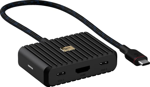 Unisynk 5-porters 8K 100W USB-C hub (sort)