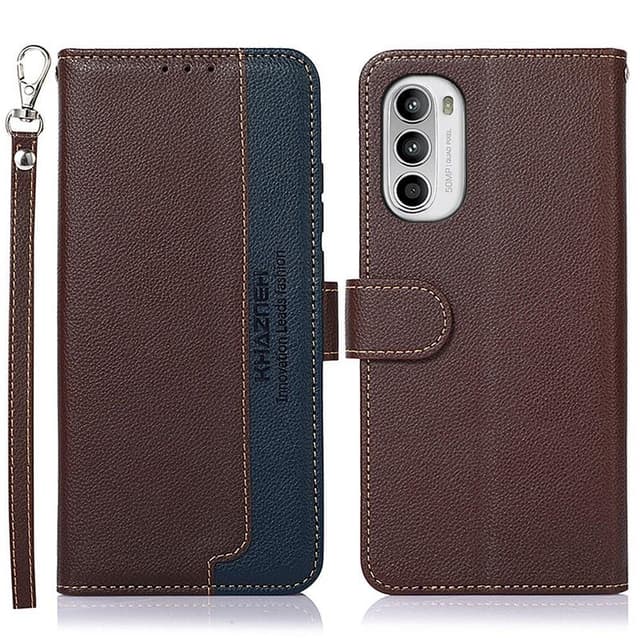 KHAZNEH Motorola Moto G52 Plånboksfodral - Brun/Blå