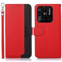 KHAZNEH Redmi 10C Plånboksfodral Röd / Svart