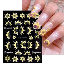 Blommor Nail Art Stickers Dekaler 5D Nail Art Supplies Relief Nail Art Gul
