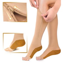 Polvisukat vetoketjulla ja avoimella varpaalla 1 pari Beige XXL