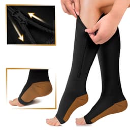 Kompressiosukat vetoketjulla ja avoimella kärjellä 1 pari Musta S/M