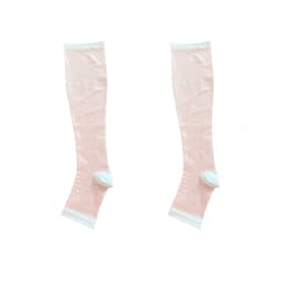 Knehøye kompresjonssokker med glidelås og åpen tå 1 par Rosa S/M