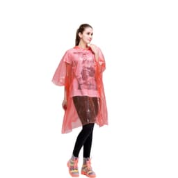 Sadeponcho, jossa huppu kiristysnyörillä Punainen