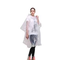Regnponcho med huva med dragsko Transparent