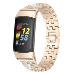 Klokkearmbånd kompatibelt med Fitbit Charge 5 i gull med rhinestones
