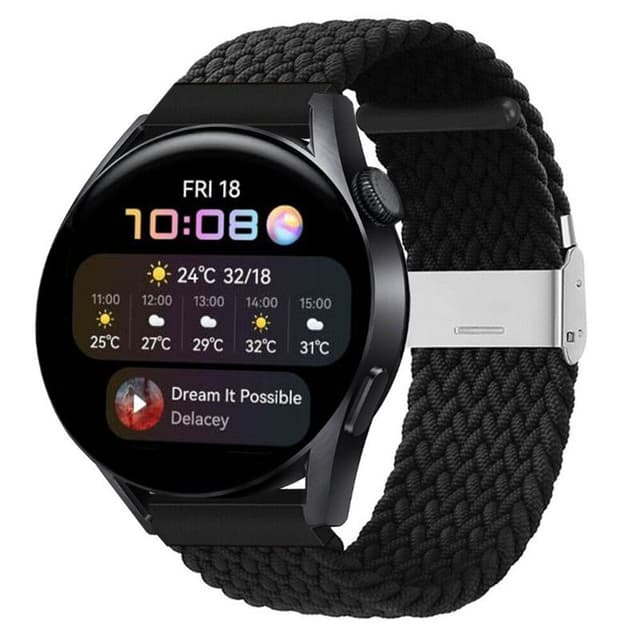 Punottu elastinen rannekoru Huawei Watch 3 (46mm) - musta