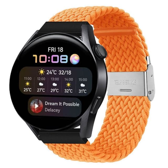 Flettet Elastik Armbånd Huawei Watch 3 (46mm) - Orange