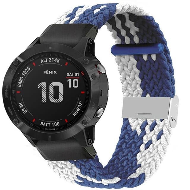 Flettet Elastik Armbånd Garmin Fenix 6 - Blåhvid