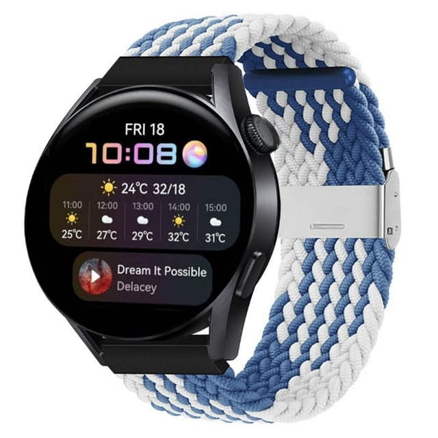 Flätat Elastiskt Armband Huawei Watch 3 (46mm) - Blåvit