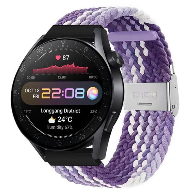 Flettet Elastik Armbånd Huawei Watch 3 Pro (48mm) - gradientpurple
