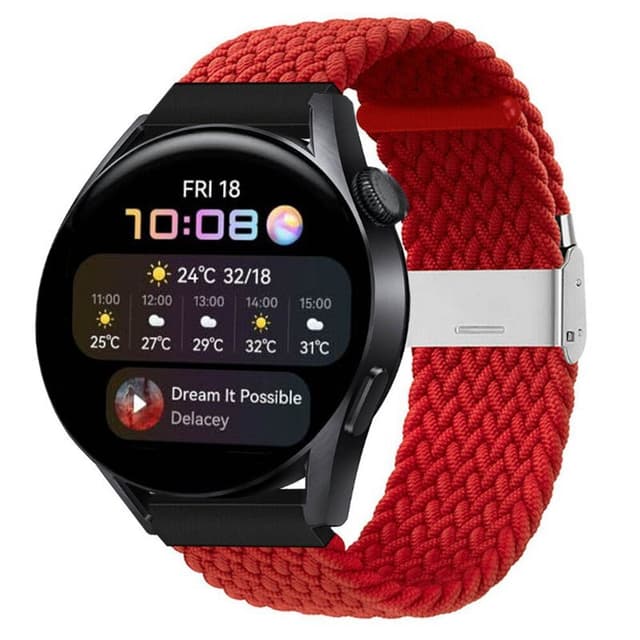 Flettet Elastik Armbånd Huawei Watch 3 (46mm) - Mørkerød