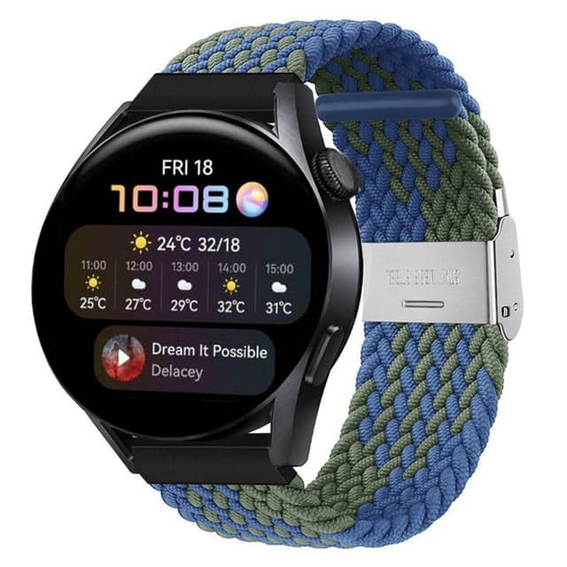 Flettet Elastik Armbånd Huawei Watch 3 (46mm) - blågrøn
