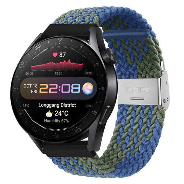 Flätat Elastiskt Armband Huawei Watch 3 Pro (48mm) - Blågrön
