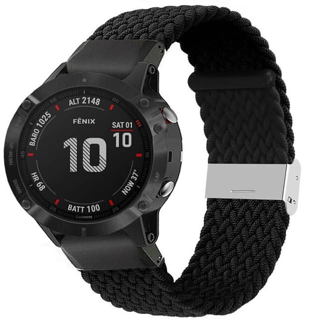 Flettet elastisk armbånd Garmin Fenix 6 - svart