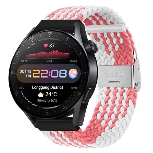 Punottu elastinen rannekoru Huawei Watch 3 Pro (48mm) - pinkwhite