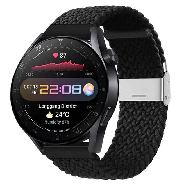 Flettet elastisk armbånd Huawei Watch 3 Pro (48mm) - svart