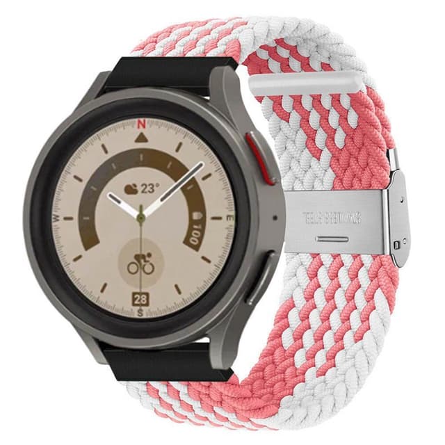 Flätat Elastiskt Armband Samsung Galaxy Watch 5 Pro (45mm) - Rosa/Vit
