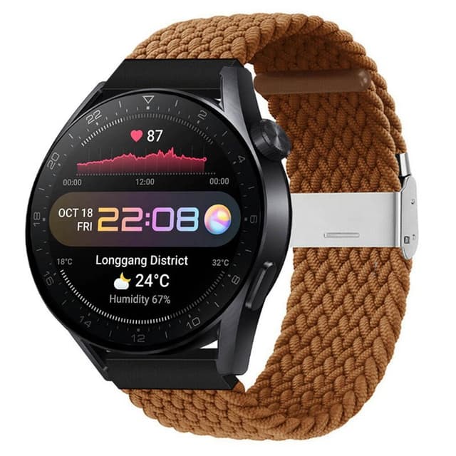 Flettet Elastik Armbånd Huawei Watch 3 Pro (48mm) - Brun