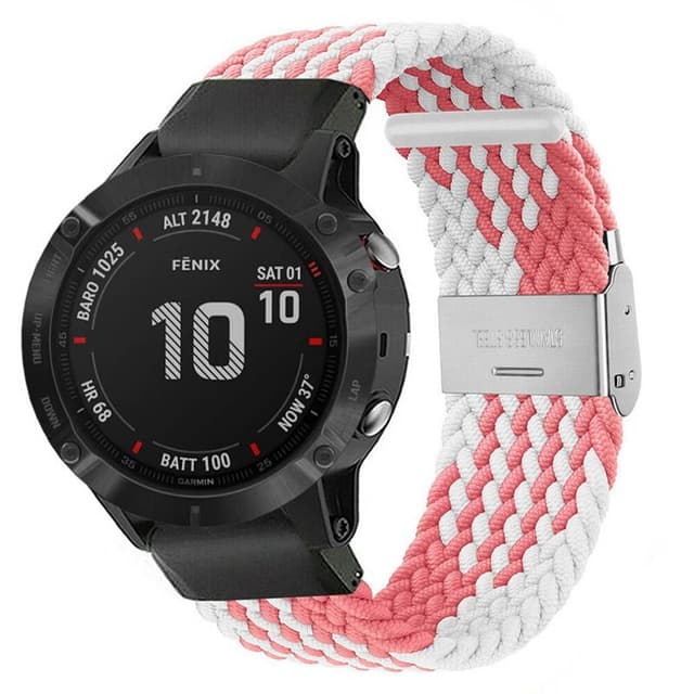 Flettet elastisk armbånd Garmin Fenix 6 - pinkwhite